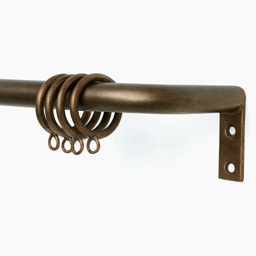 Antique Bronze French Return Curtain Rod - Unlacquered Brass