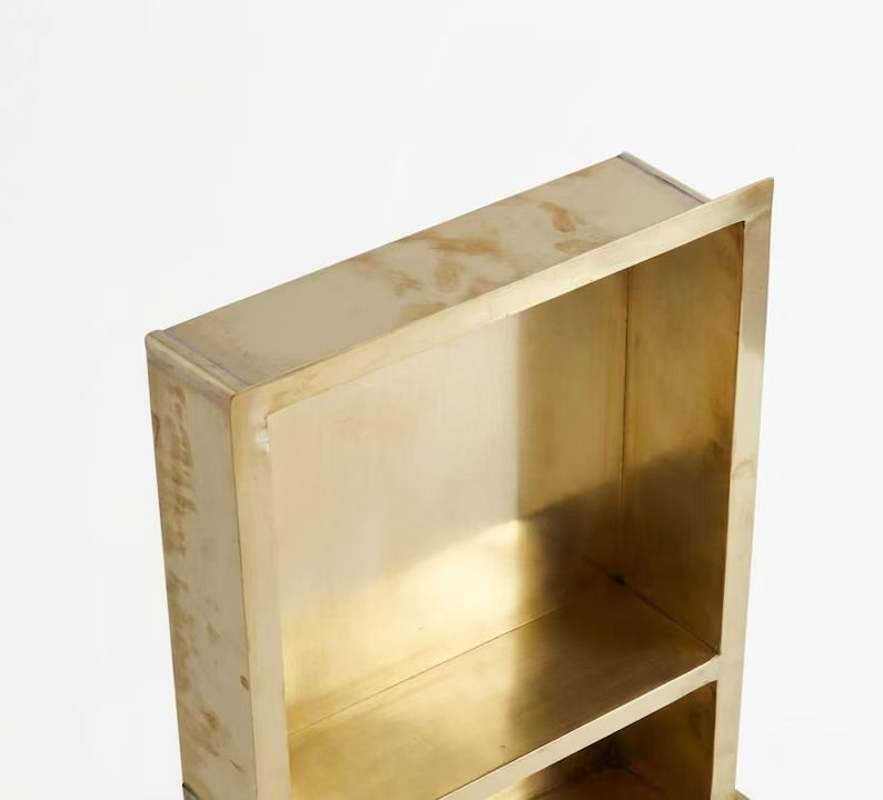 Unlacquered Solid Brass Shower Niche β Handmade Bathroom Shelf Double Shelves Niche