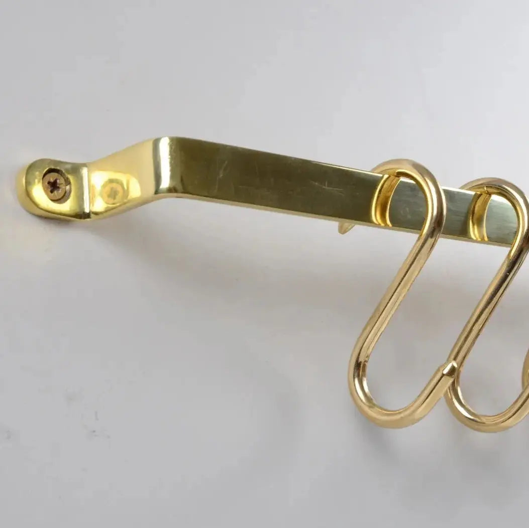 Flat Unlacquered Brass Pot Rack with S-Hooks
