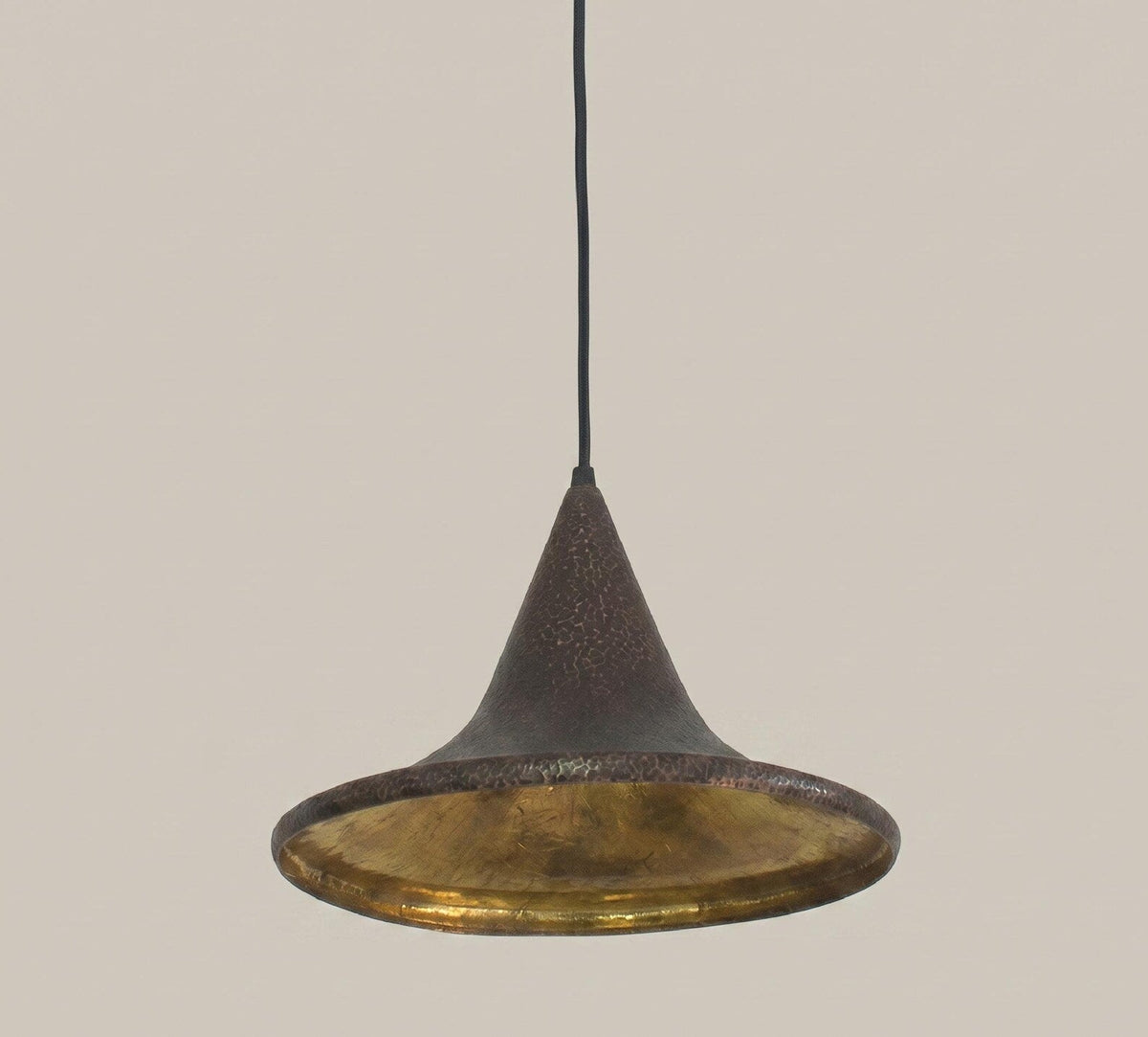 Hand Hammered Antique Brass Pendant Light, Black Dome Hanging Lamp for Kitchen Island