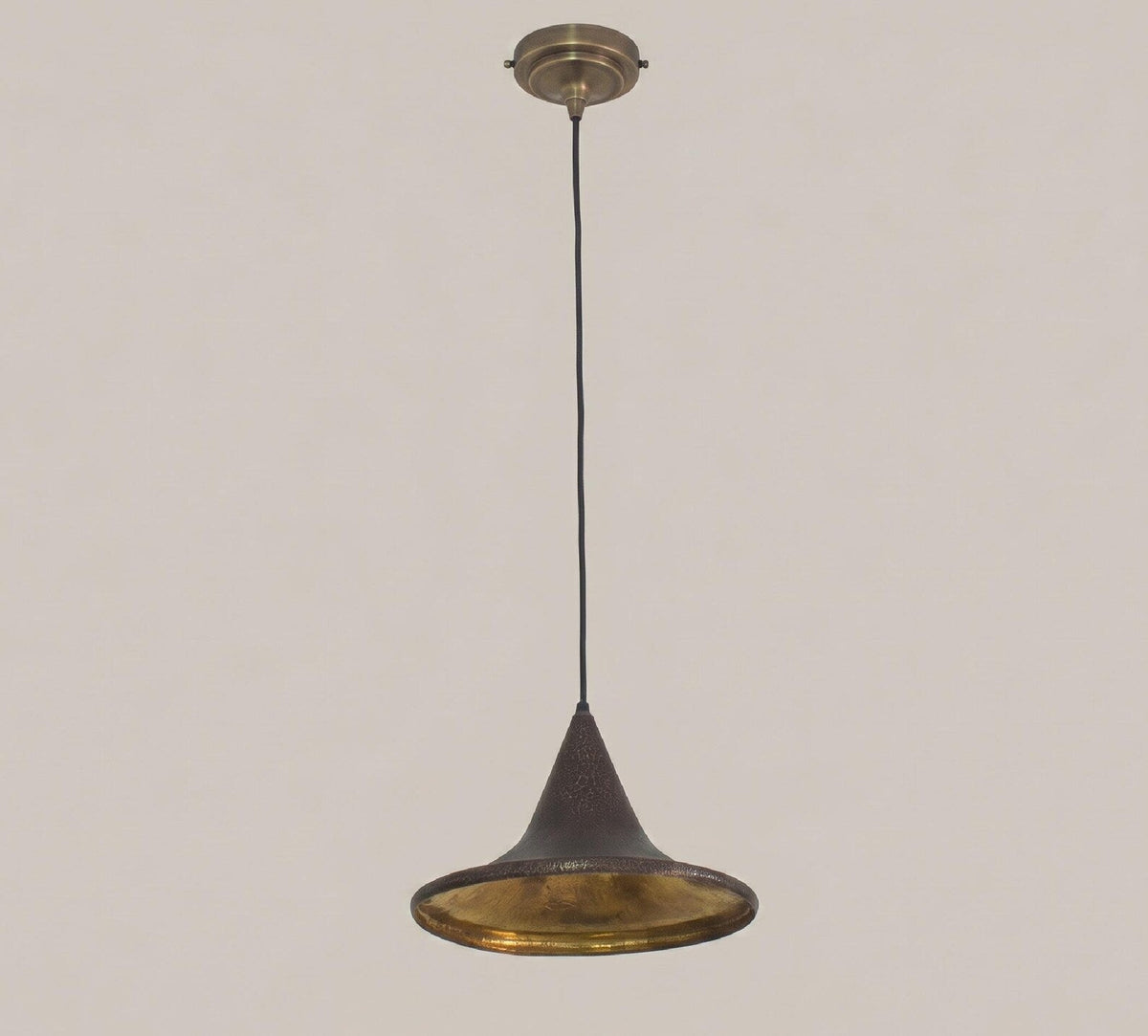Hand Hammered Antique Brass Pendant Light, Black Dome Hanging Lamp for Kitchen Island