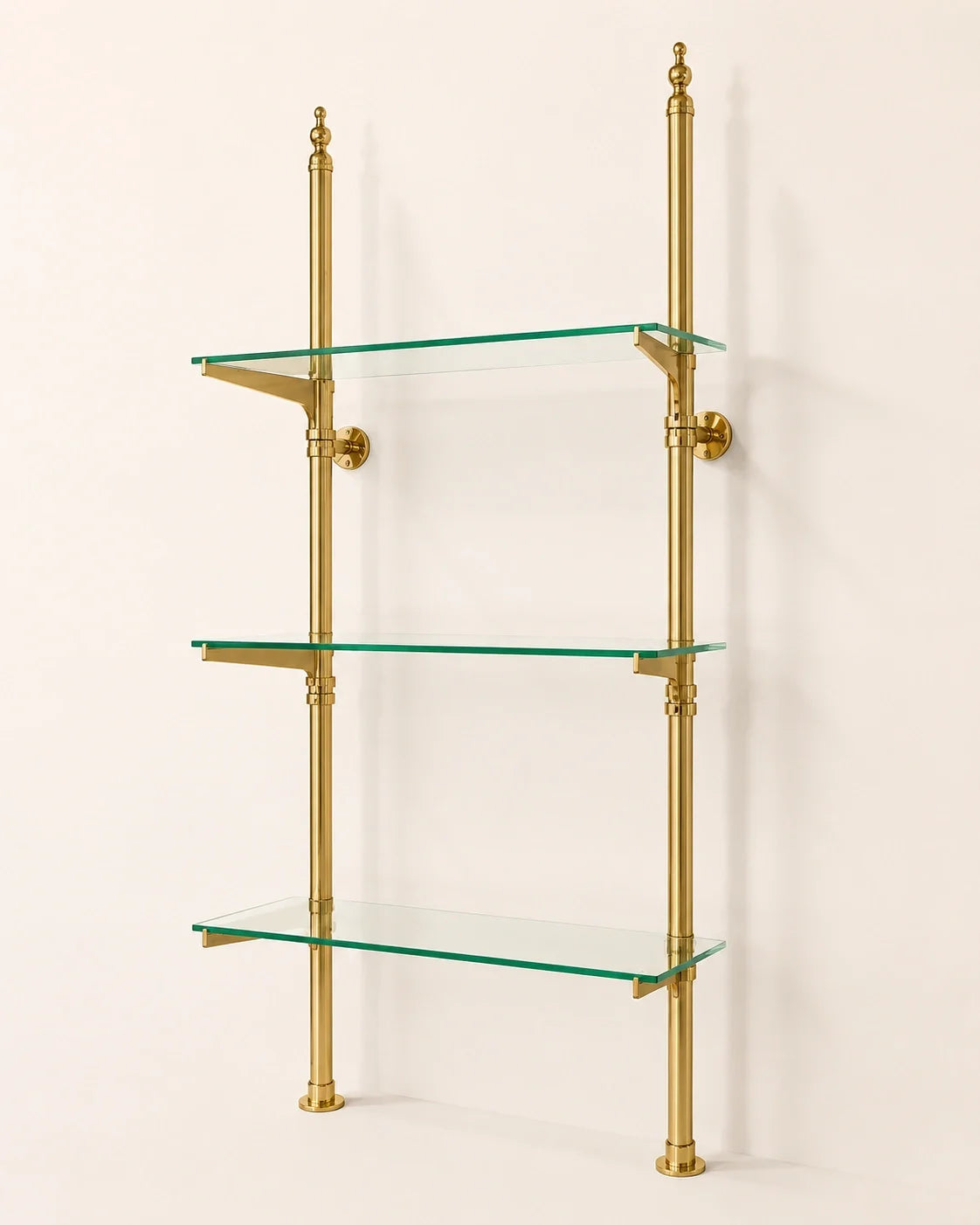 Brass Bistro Shelving, Kitchen Open Shelving, Unlacquered Brass Display Shelving