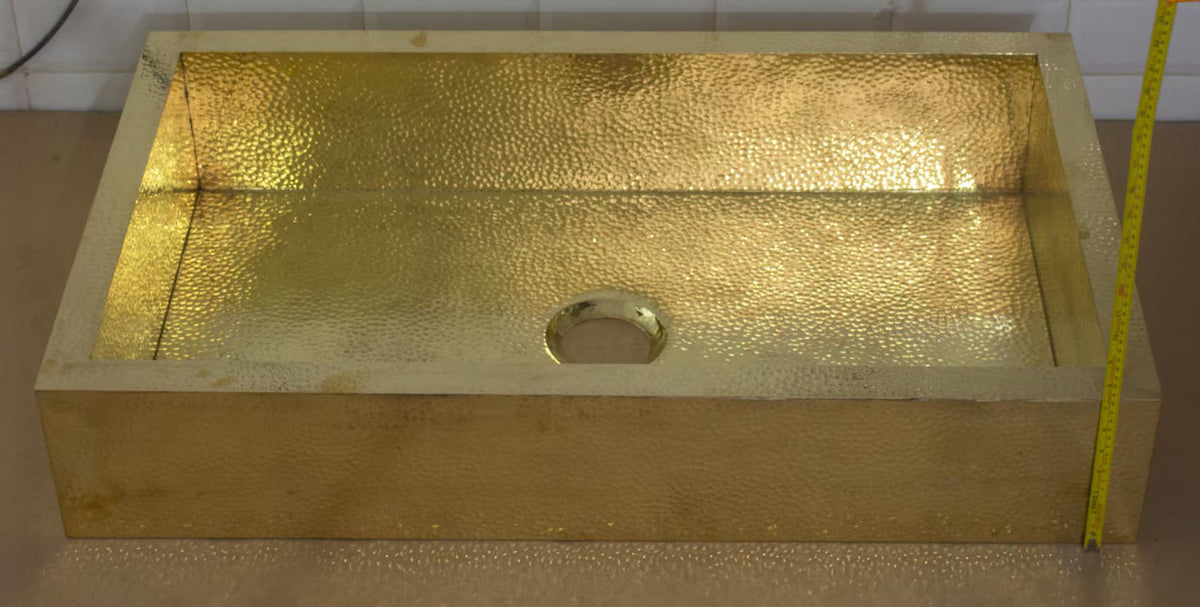 Hammered Solid Brass Farmhouse Apron Kitchen Sink, Unlacquered Handmade Luxury
