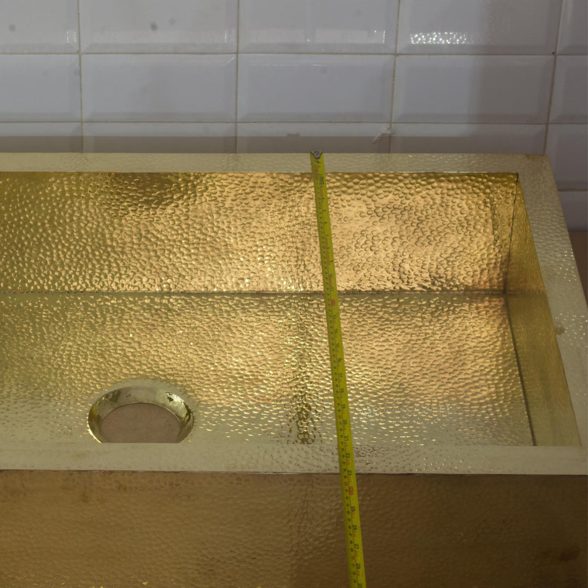 Hammered Solid Brass Farmhouse Apron Kitchen Sink, Unlacquered Handmade Luxury