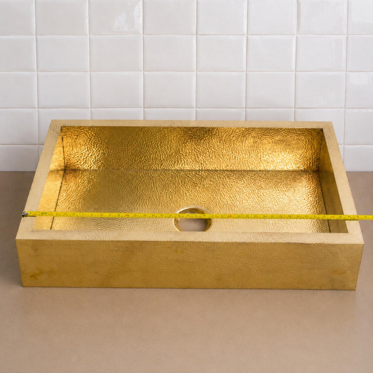 Hammered Solid Brass Farmhouse Apron Kitchen Sink, Unlacquered Handmade Luxury