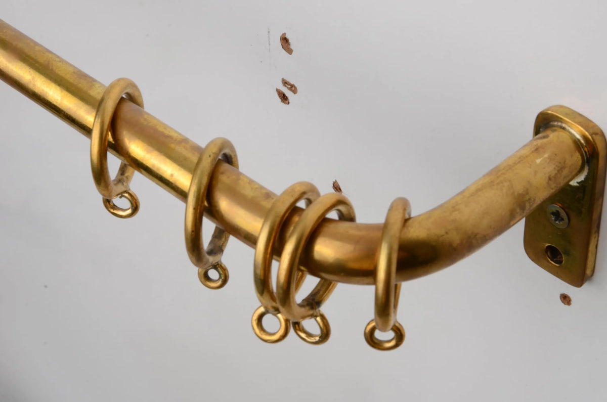 Burnished Unlacquered Brass French Return Curtain Rod, 20 mm Diameter