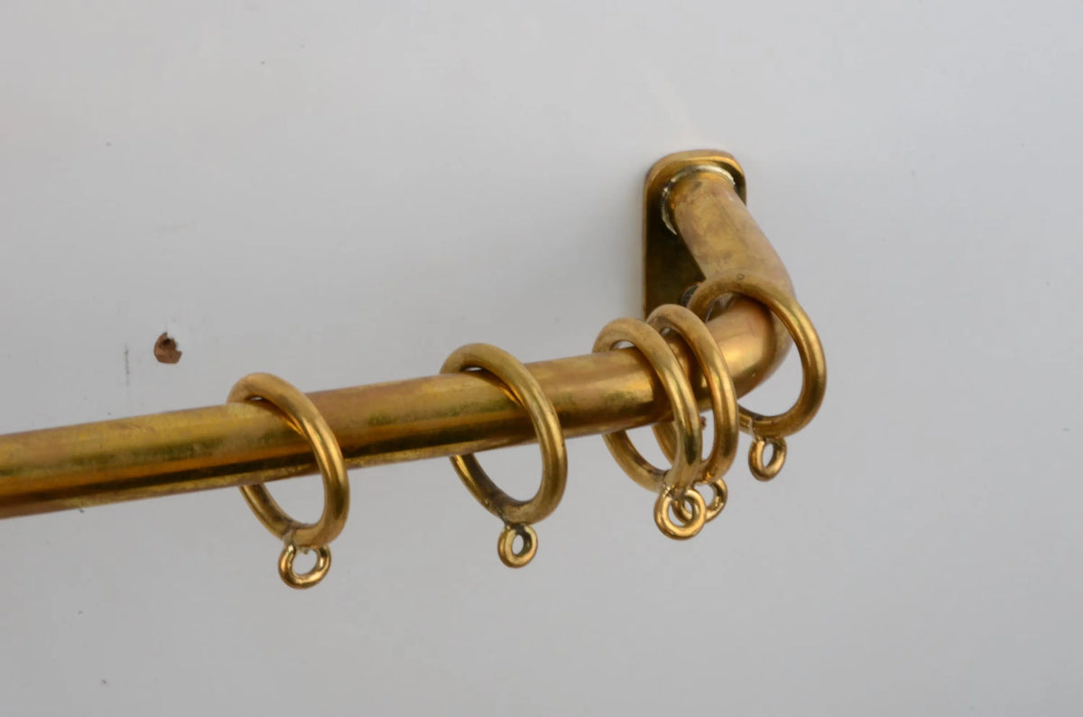 Burnished Unlacquered Brass French Return Curtain Rod, 20 mm Diameter