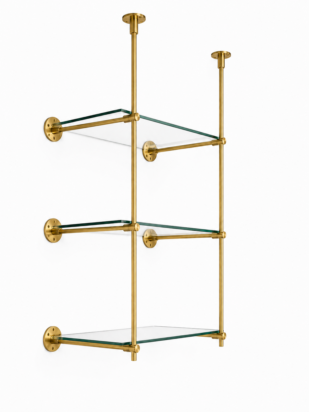 Ceiling And Wall Mounted Shelving, Open Shelving With Glass For Kitchen, 50"H x 35"W × 10"D