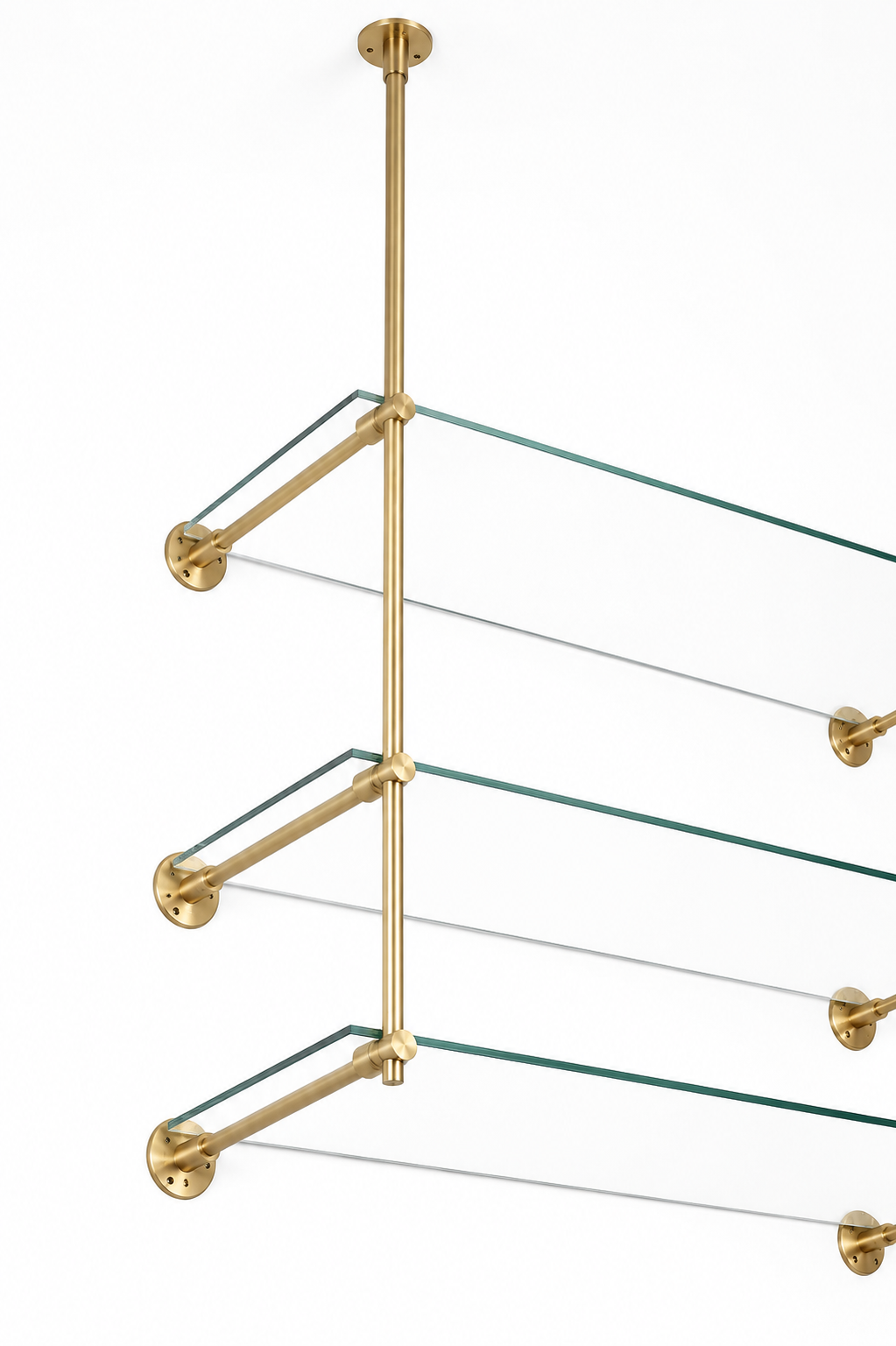 Ceiling And Wall Mounted Shelving, Open Shelving With Glass For Kitchen, 50"H x 35"W × 10"D