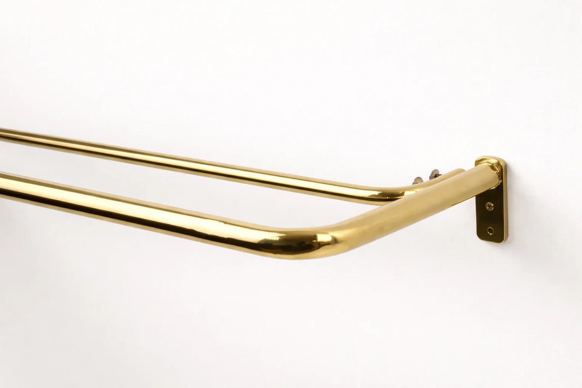 French Return Brass Double Curtain Rod With Solid Brass Rings For Drapery
