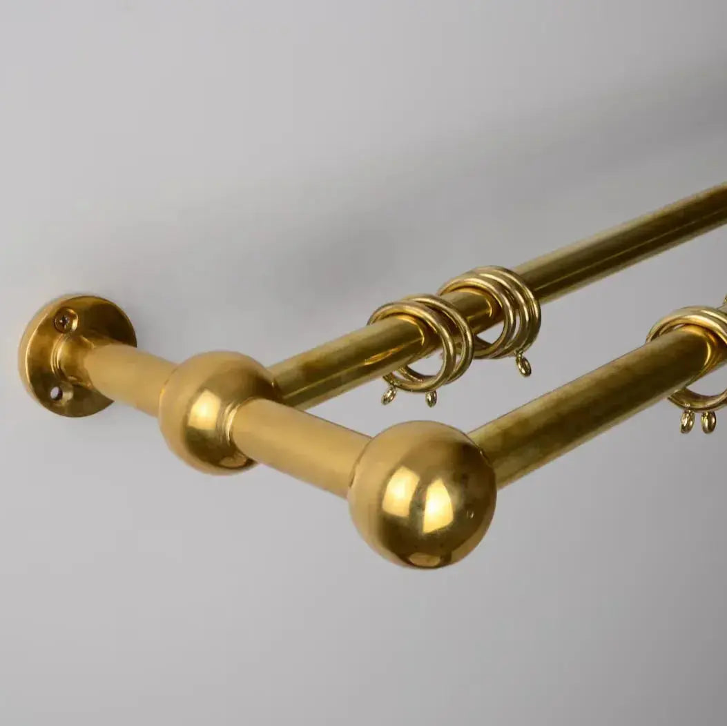 Double Brass Curtain Rod With Rings,DDP shipping