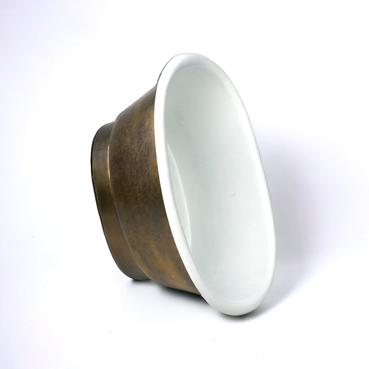 Freestanding Tub-Style Brass Vessel Sink- Hammered Single Bowl Sink