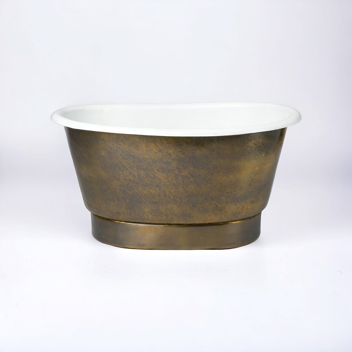 Freestanding Tub-Style Brass Vessel Sink- Hammered Single Bowl Sink