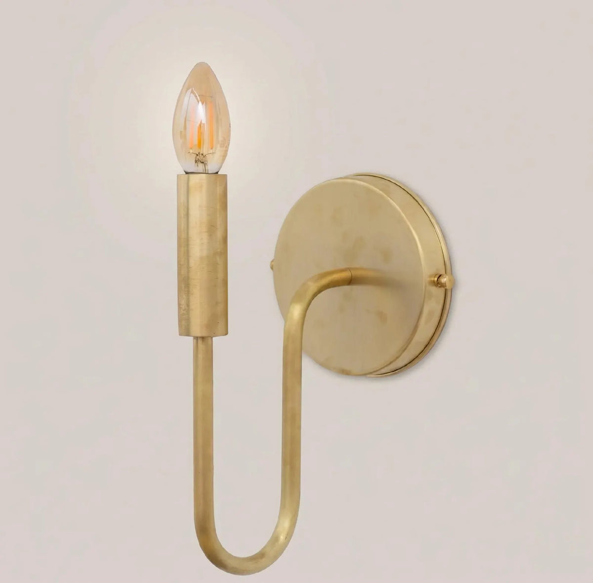 Brushed Brass Wall Sconce Light, Handmade Industrial Wall Lamp, Minimalist Interior Fixture