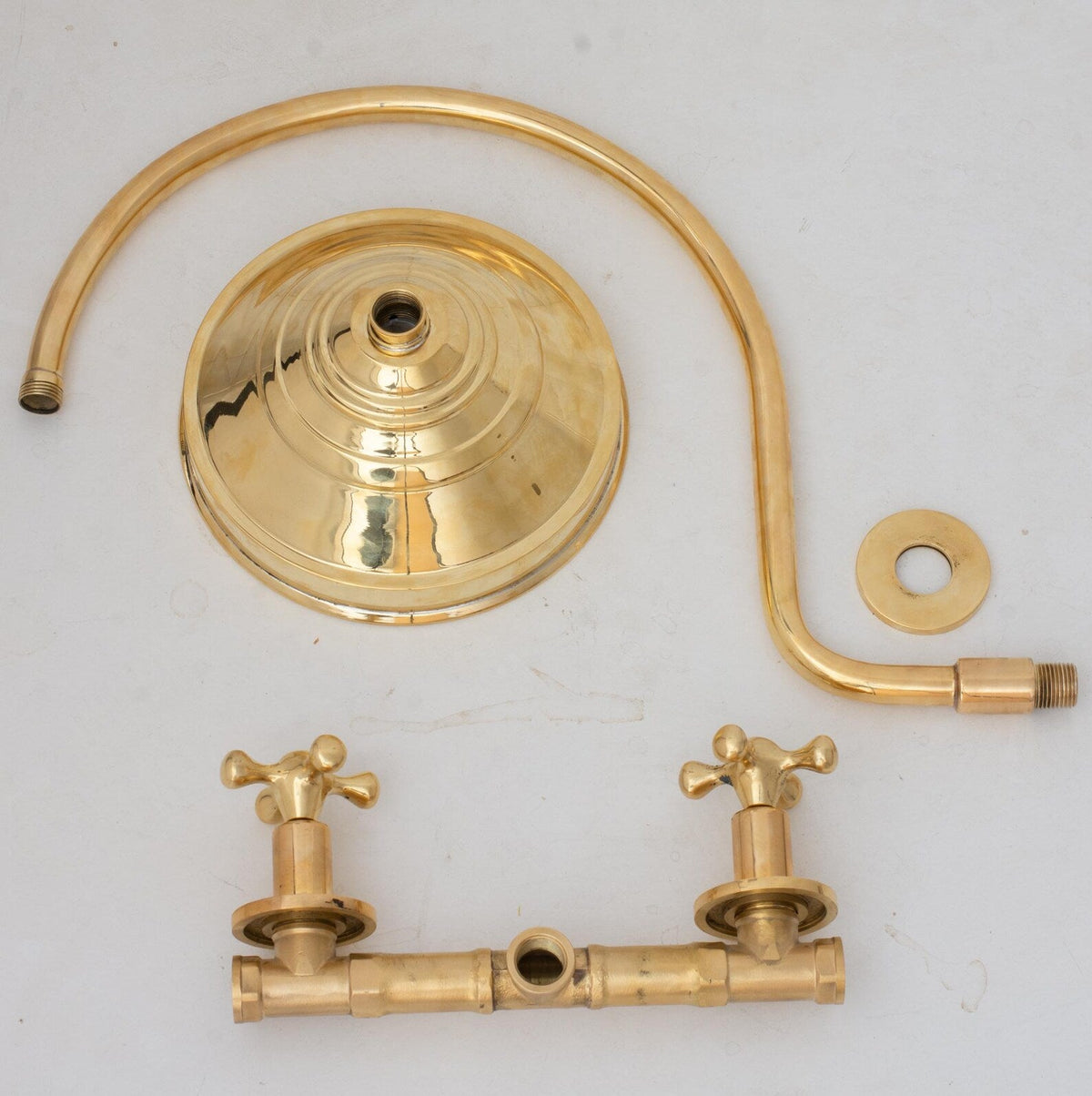 Brass Built-in Shower System, High Arc Gooseneck Shower Arm With Showerhead