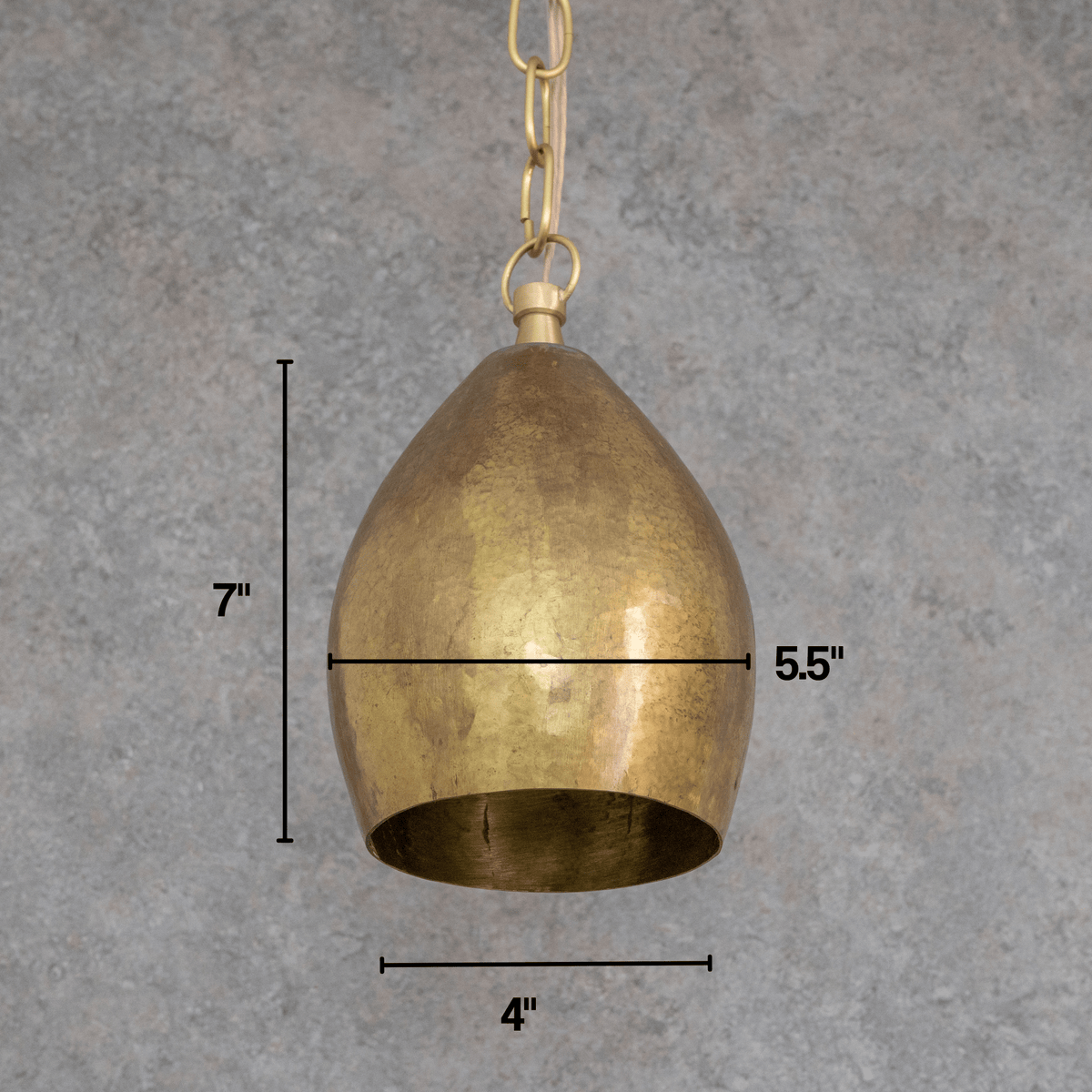 Hand-Forged Brass Teardrop Pendant Light - Organic Tapered Moroccan Hanging Lamp