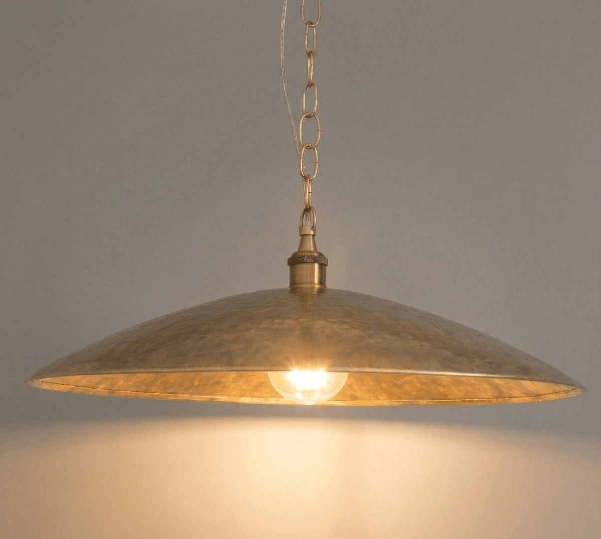 Wide Brass Island Light | Shallow Dome Dining Pendant