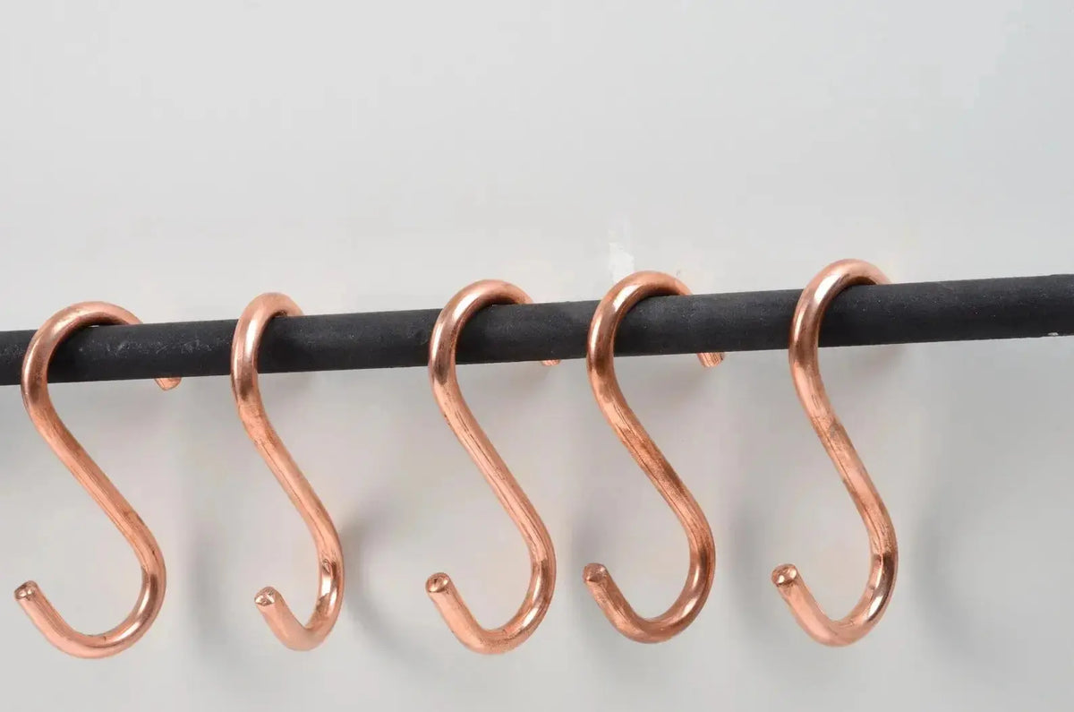Iron Pot Rack With Copper Hooks, Black Wrought Iron