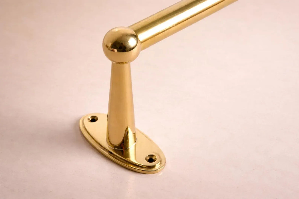 Solid Brass Wall-Mounted Pot Rack with S Hooks – 16 mm Rod – Polished Brass Finish