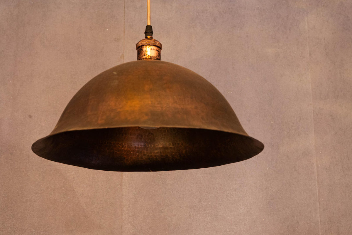 Oxidized Solid Copper Pendant Light, Kitchen Island Hanging Light Fixture