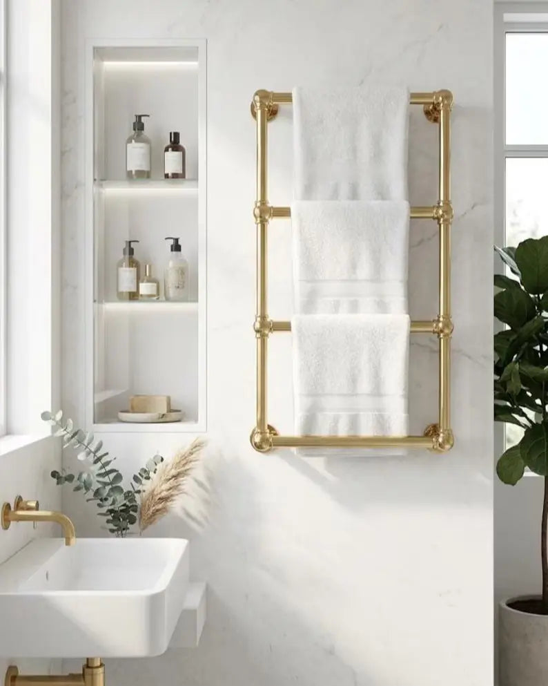 Luxury Unlacquered Brass Wall Mounted Towel Holder