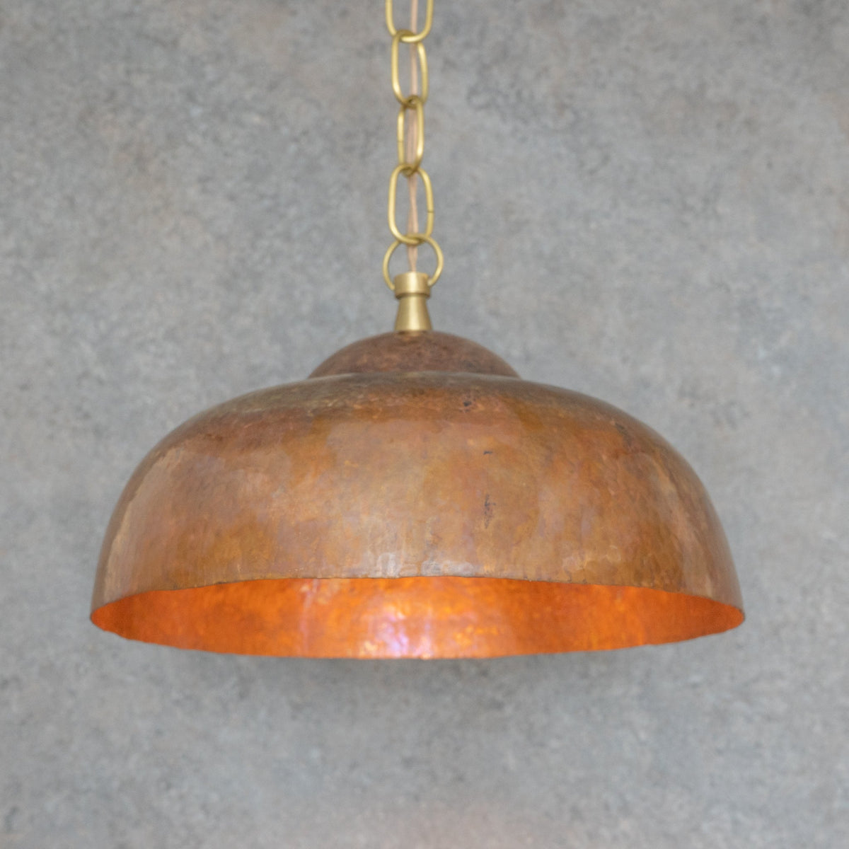 Tiered Copper Dome: Solid Hand-Forged Artisan Lighting with Aged Patina Finish