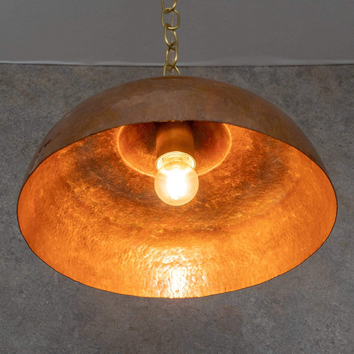 Tiered Copper Dome: Solid Hand-Forged Artisan Lighting with Aged Patina Finish