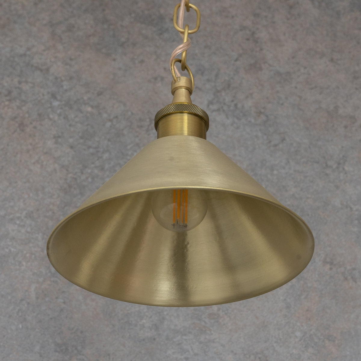 Brushed Brass Minimalist Cone Pendant – Mid-Century Modern Industrial Hanging Light