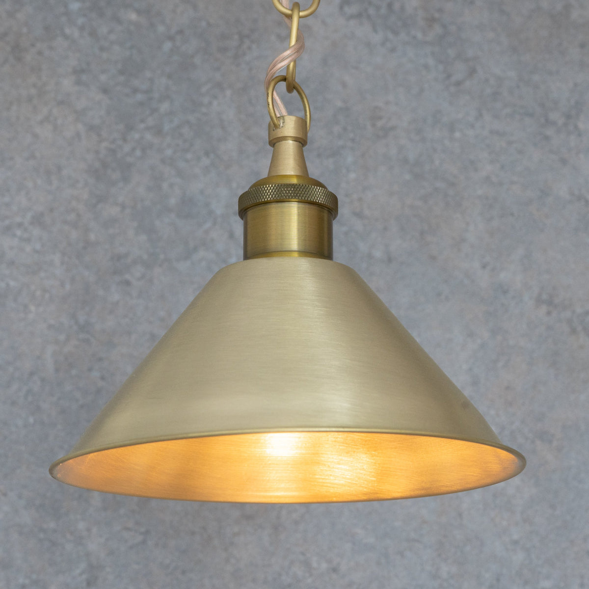 Brushed Brass Minimalist Cone Pendant – Mid-Century Modern Industrial Hanging Light
