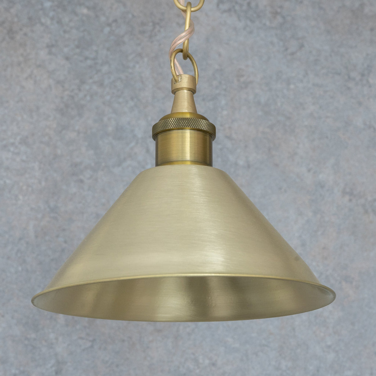 Brushed Brass Minimalist Cone Pendant – Mid-Century Modern Industrial Hanging Light