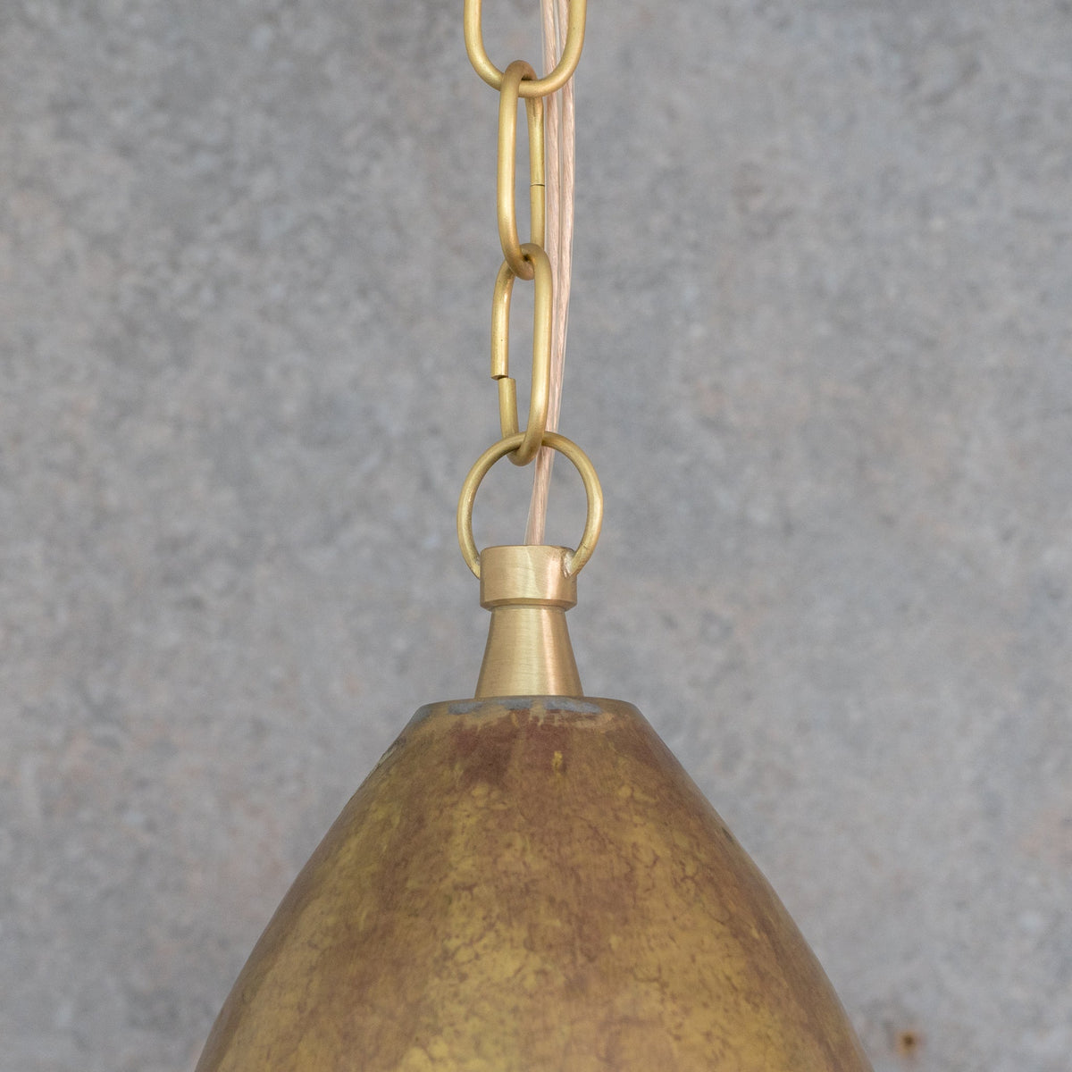 Hand-Forged Brass Teardrop Pendant Light - Organic Tapered Moroccan Hanging Lamp
