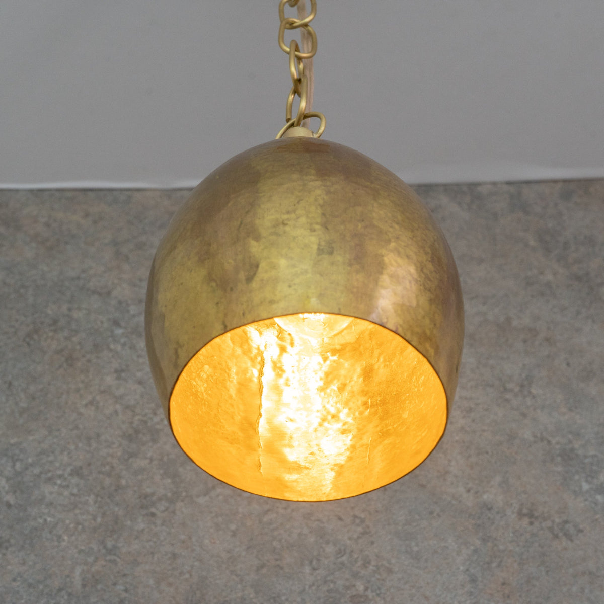 Hand-Forged Brass Teardrop Pendant Light - Organic Tapered Moroccan Hanging Lamp