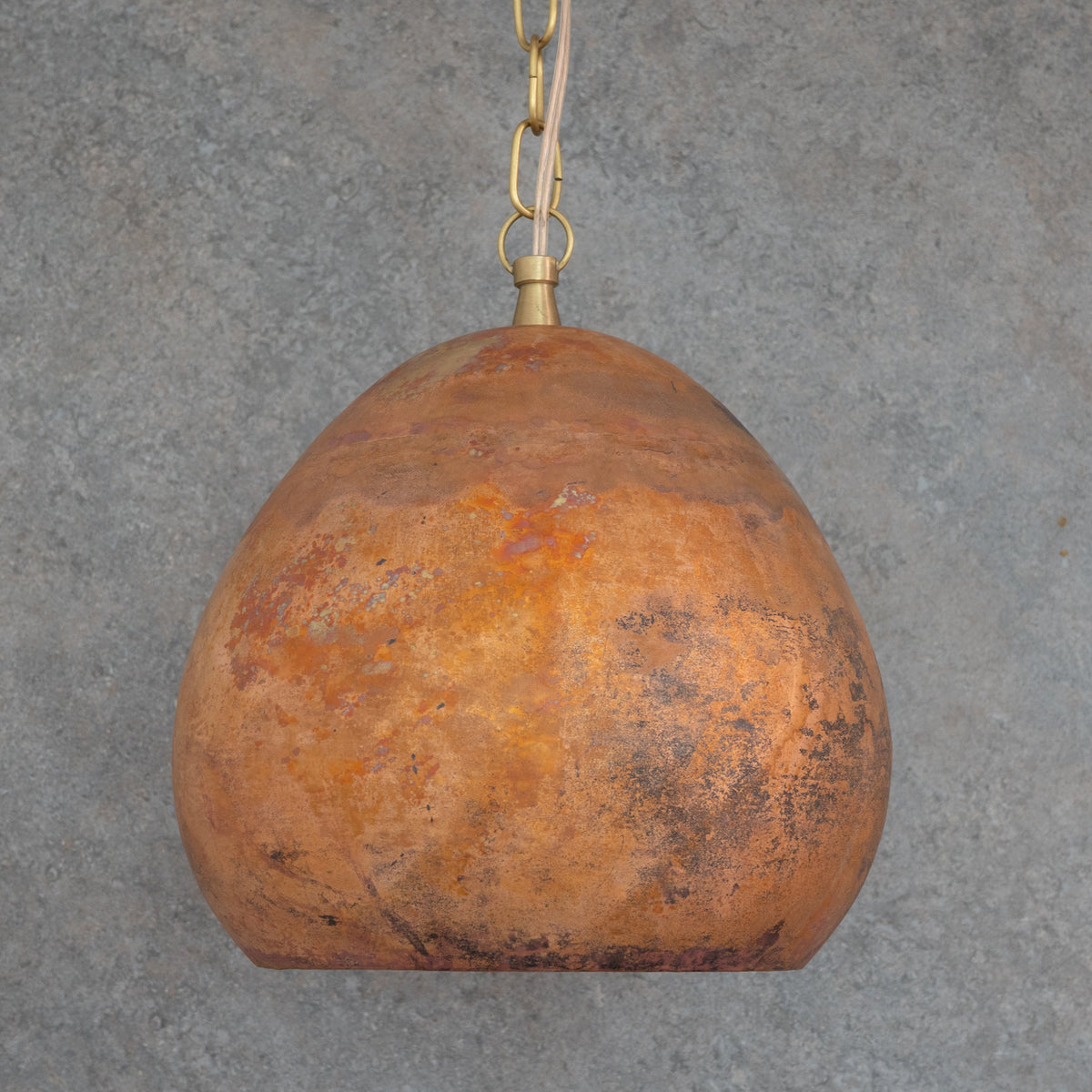 Oxidized Copper Teardrop Pendant | Handcrafted Moroccan Lamp