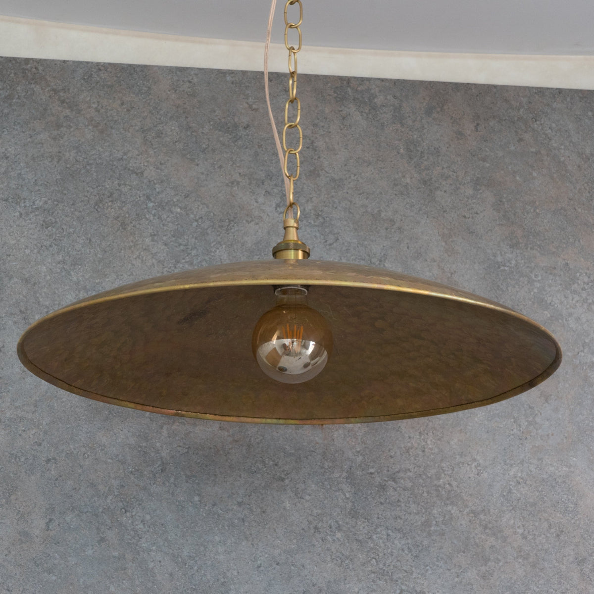 Wide Brass Island Light | Shallow Dome Dining Pendant