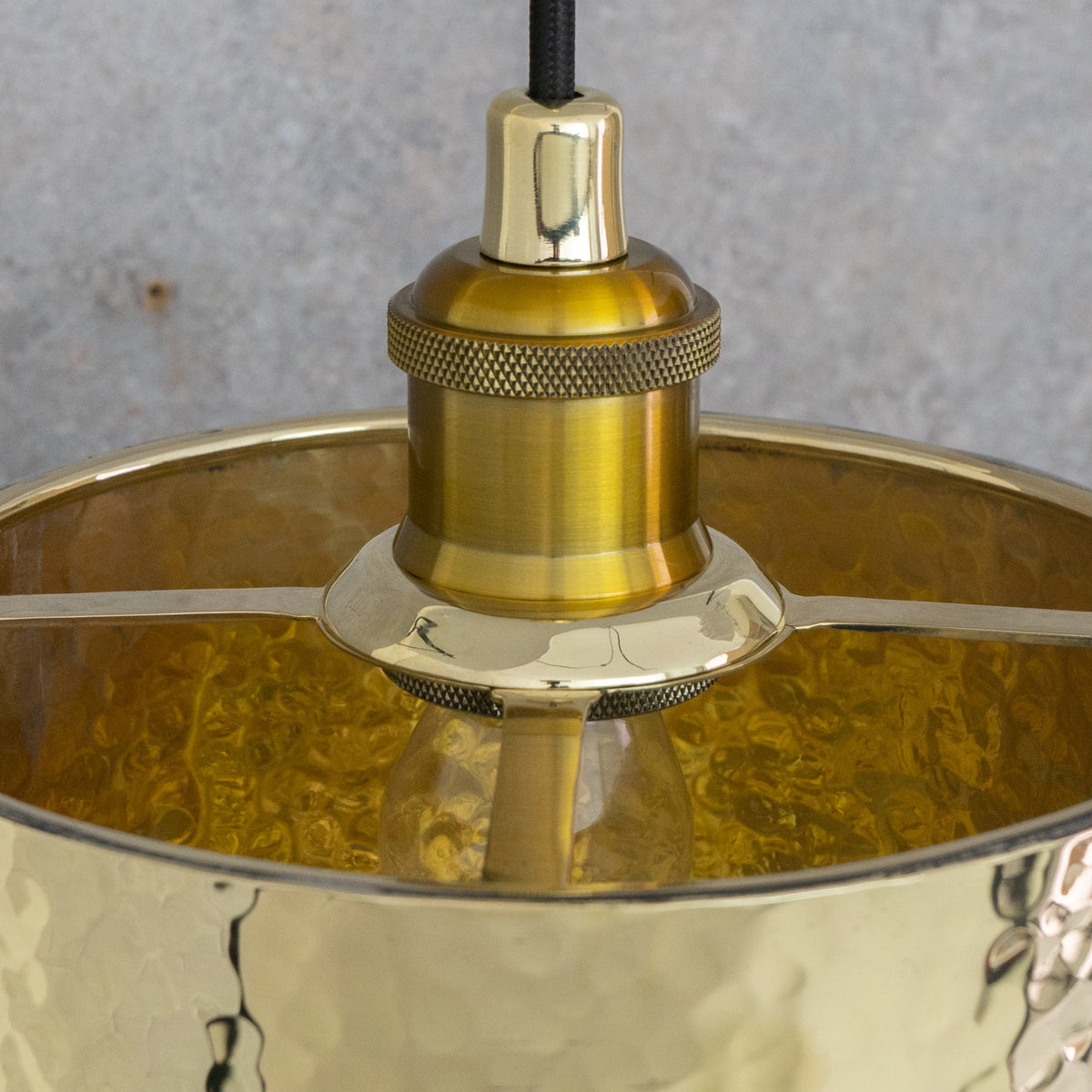 Handcrafted Hammered Brass Cylinder Pendant Light | Modern Tube Lamp