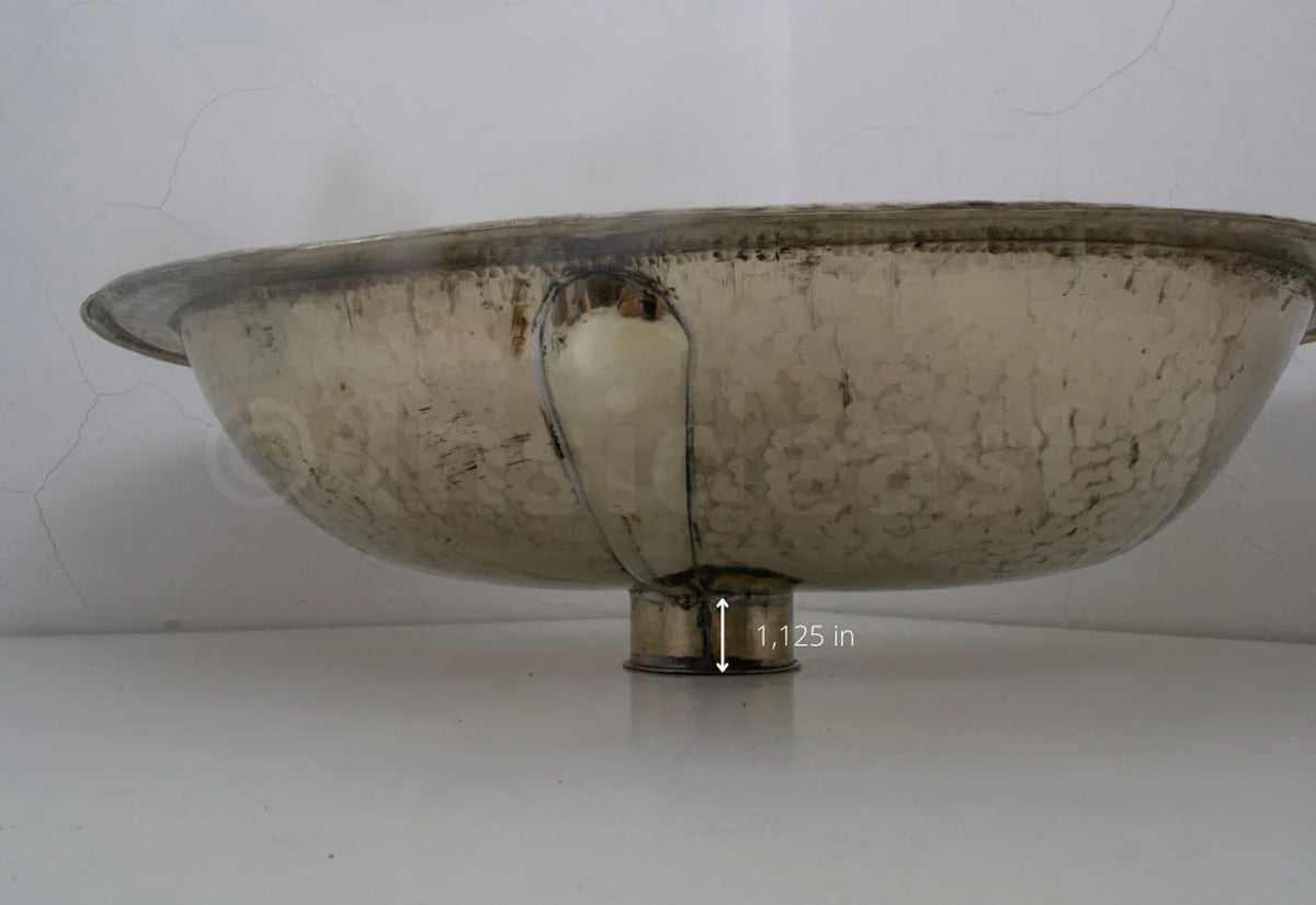 Handcrafted Smooth Oval Solid German Silver Sink, Drop In Sink (17,125”x11”)