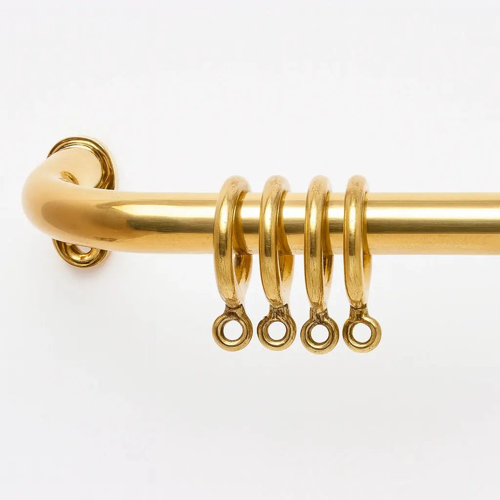 Unlacquered Brass Cafe Curtain Rod, French Return Solid Brass Curtain Holder