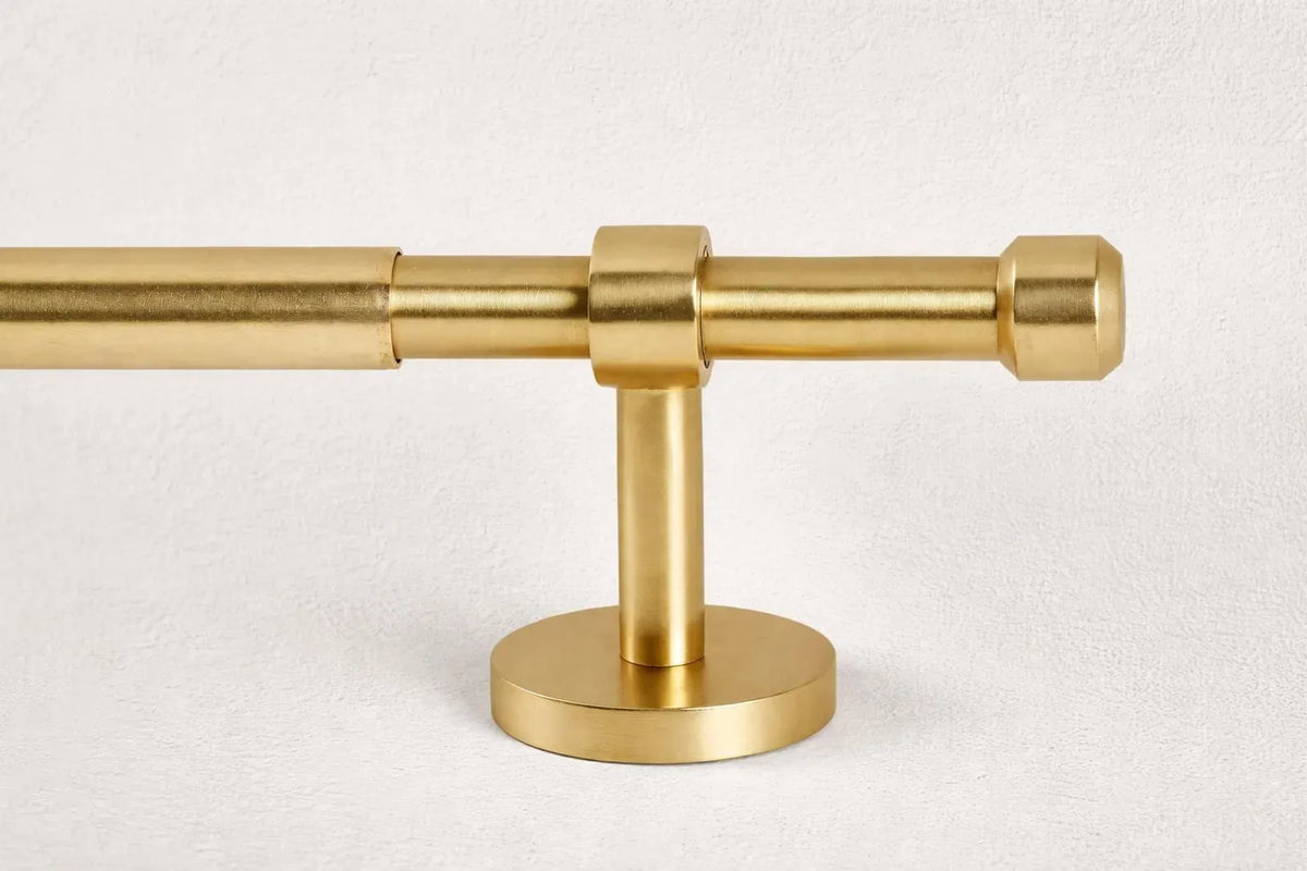 Unlacquered Brass Curtain Rod , Hidden Screw Brackets