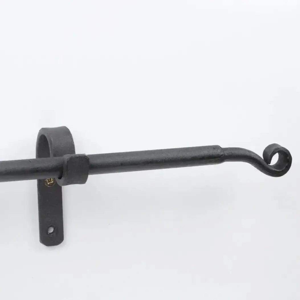 Wrought Iron Curtain Rod With Finials And Wall Supports, Wide Curtain Rods, DDP Express Shipping