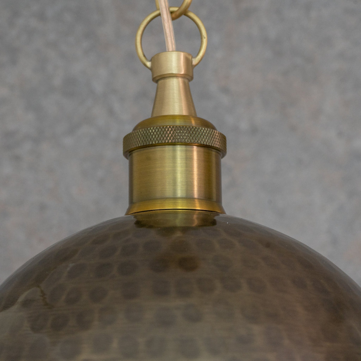 Antique Bronze Hammered Dome Pendant Light - Artisan Patina Finish