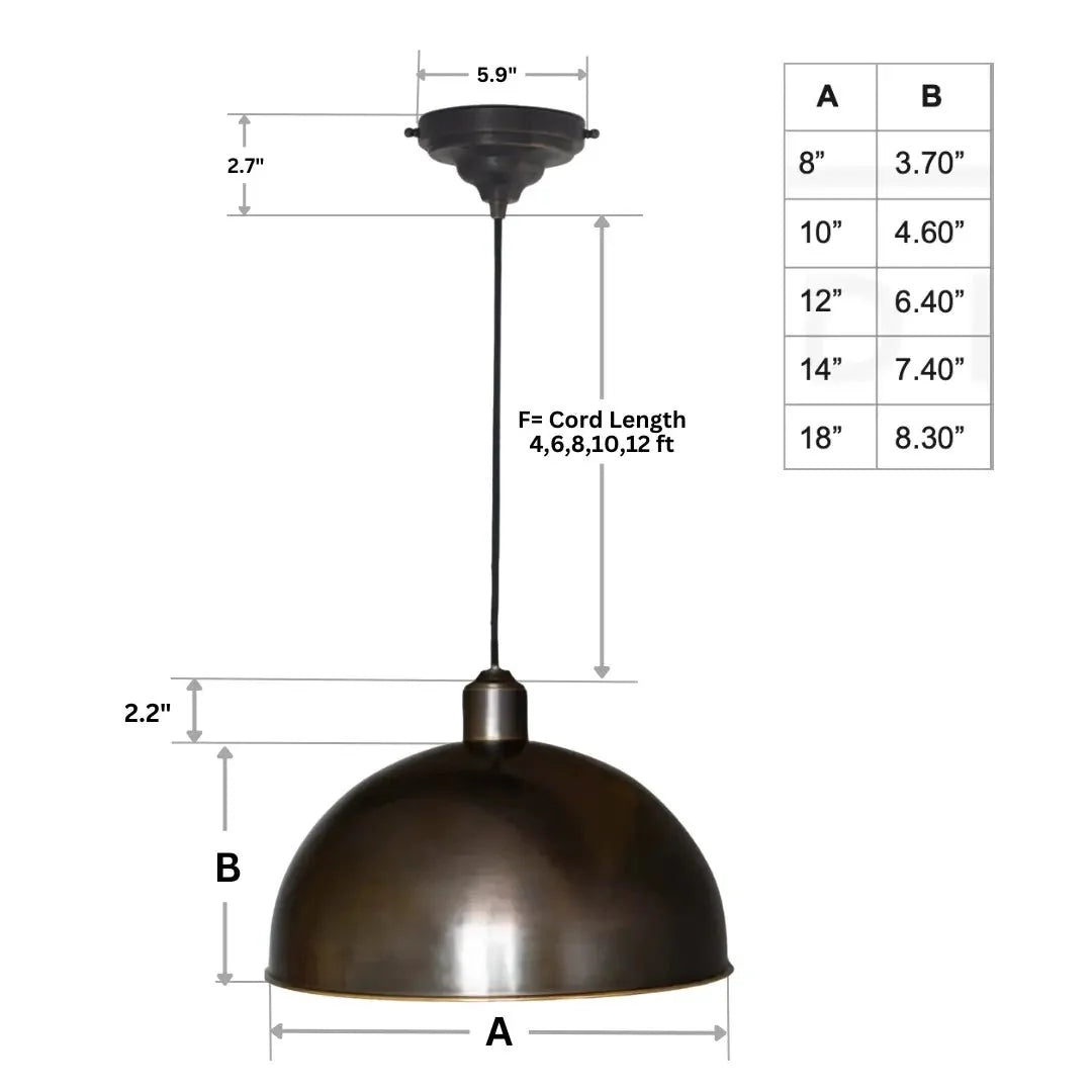 Antique Bronze Pendant Light, Bronze Dome Pendant, Antique Ceiling Lampshade