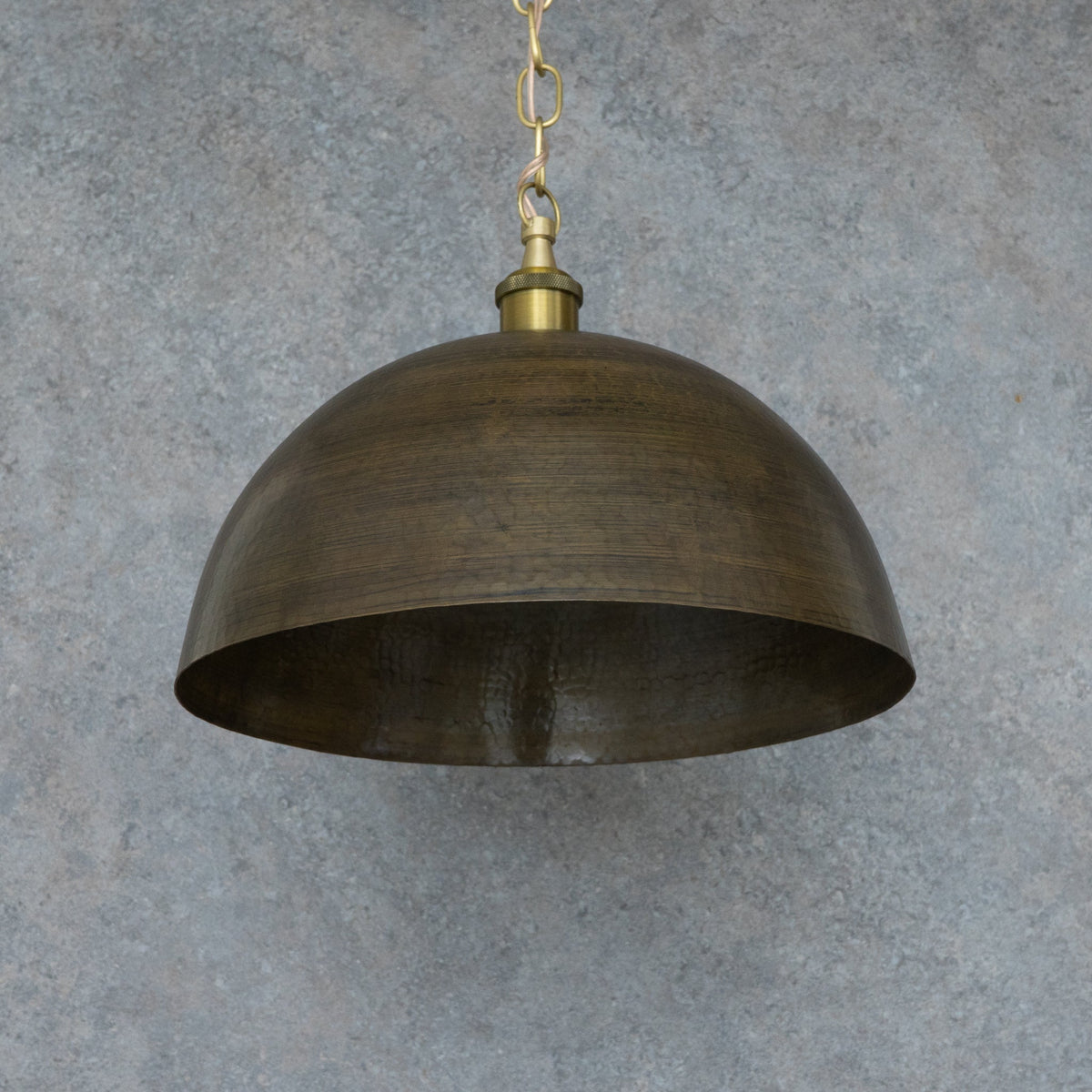 Antique Bronze Soft-Hammered Dome Pendant Light | Dark Oil-Rubbed Finish