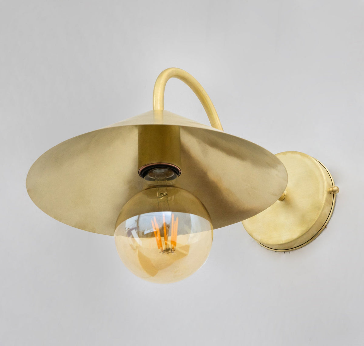 Brass Gooseneck Sconce Light | Cone Shade Wall Lamp