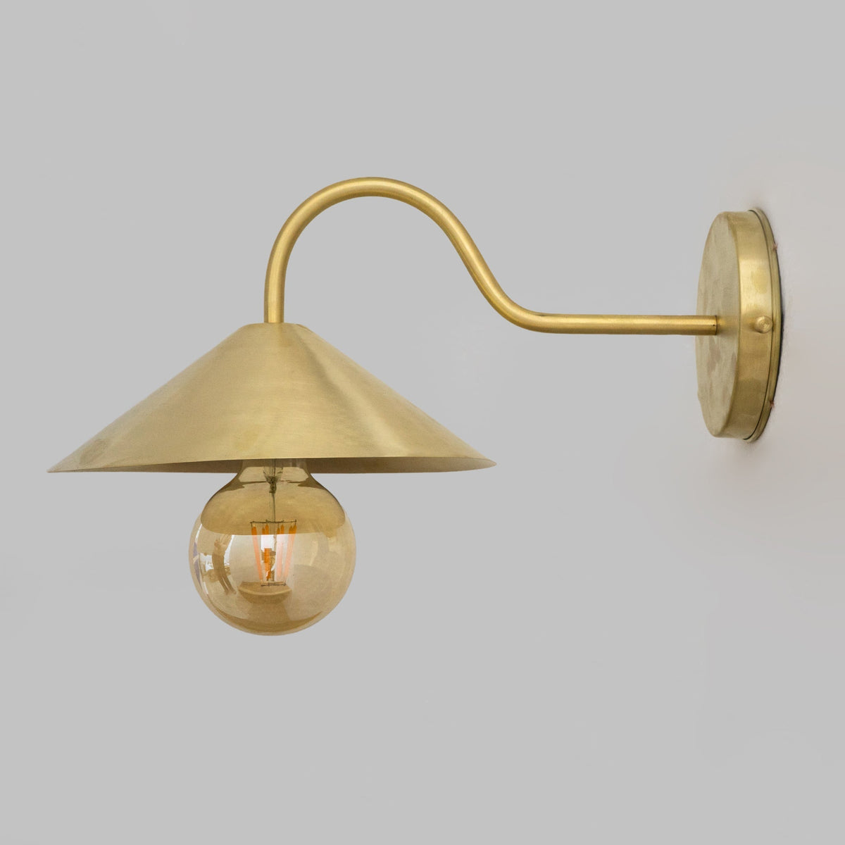 Brass Gooseneck Sconce Light | Cone Shade Wall Lamp