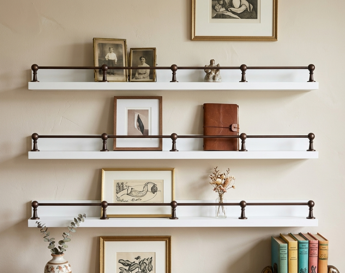 Noble Brass Dark Copper Gallery Rail | Custom Solid Brass Shelf Railing for Kitchen, Bathroom & Bookshelves