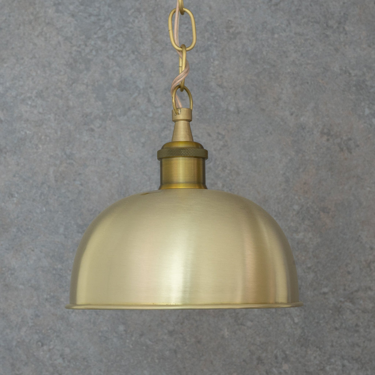 Brushed Brass Flared Dome Pendant Light - Hand-Finished Moroccan Brass Pendant