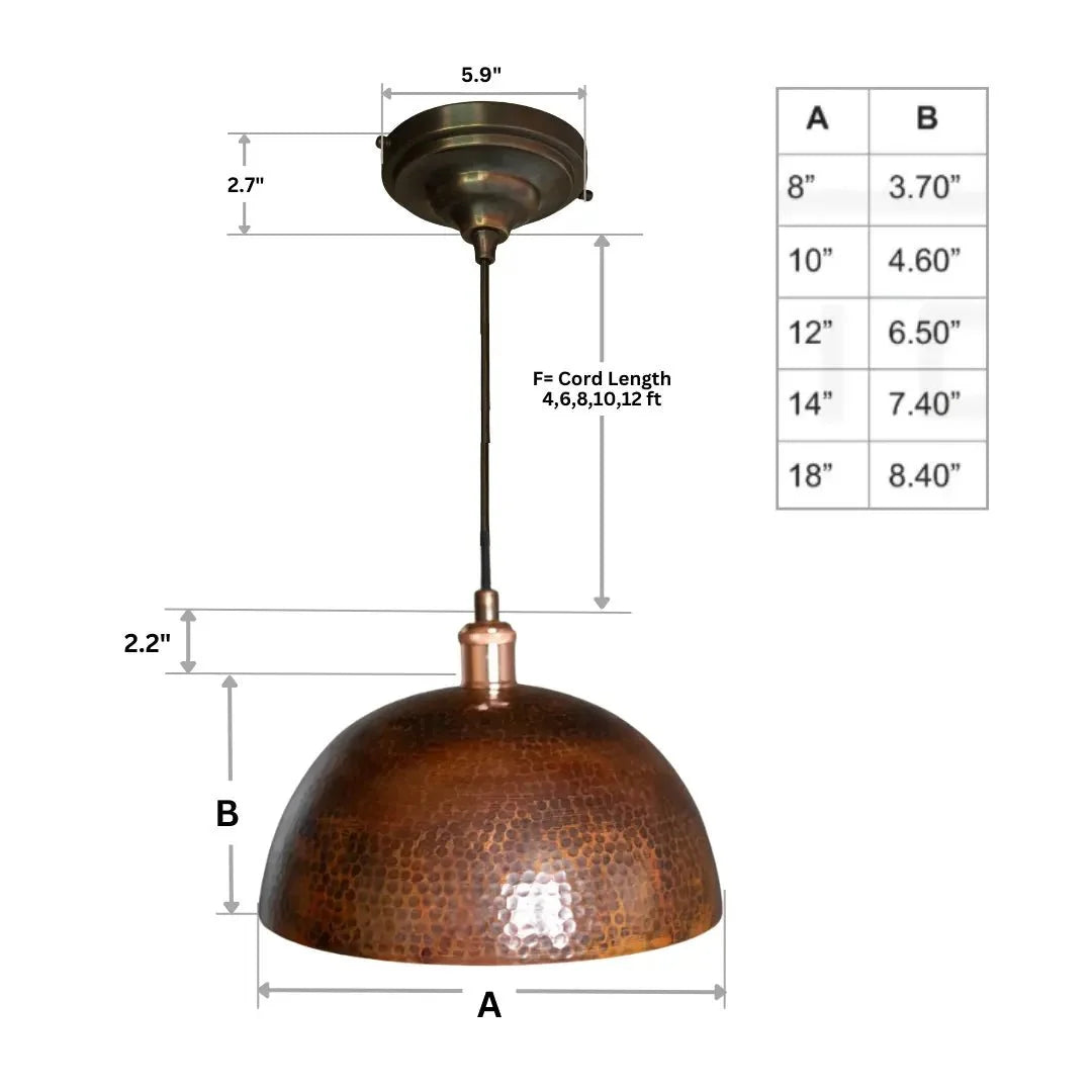 Dome - Oxidized Copper Pendant Light, Kitchen Island