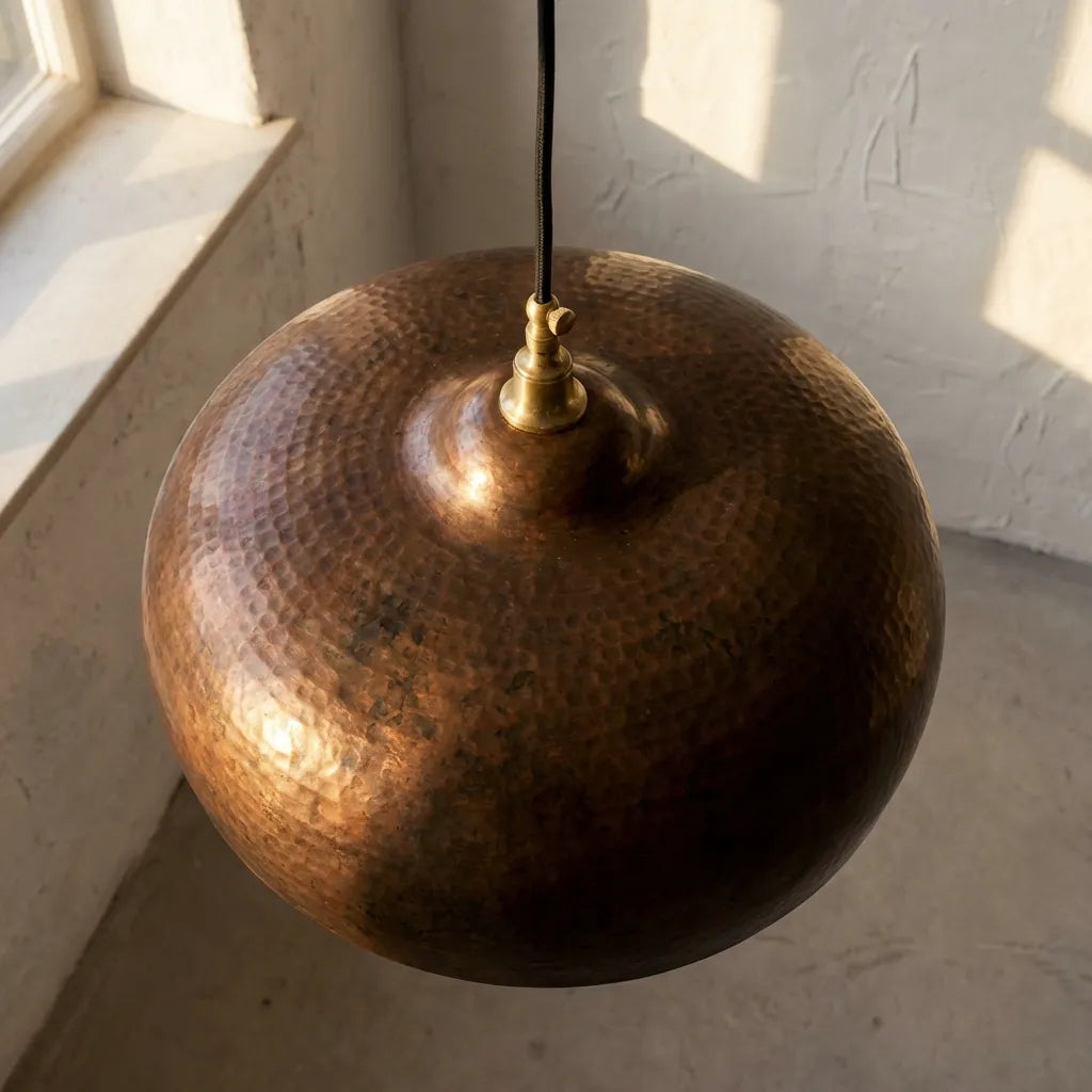 Vintage Rustic Patina Copper Pendant Light - Kitchen Island Ceiling Lamp