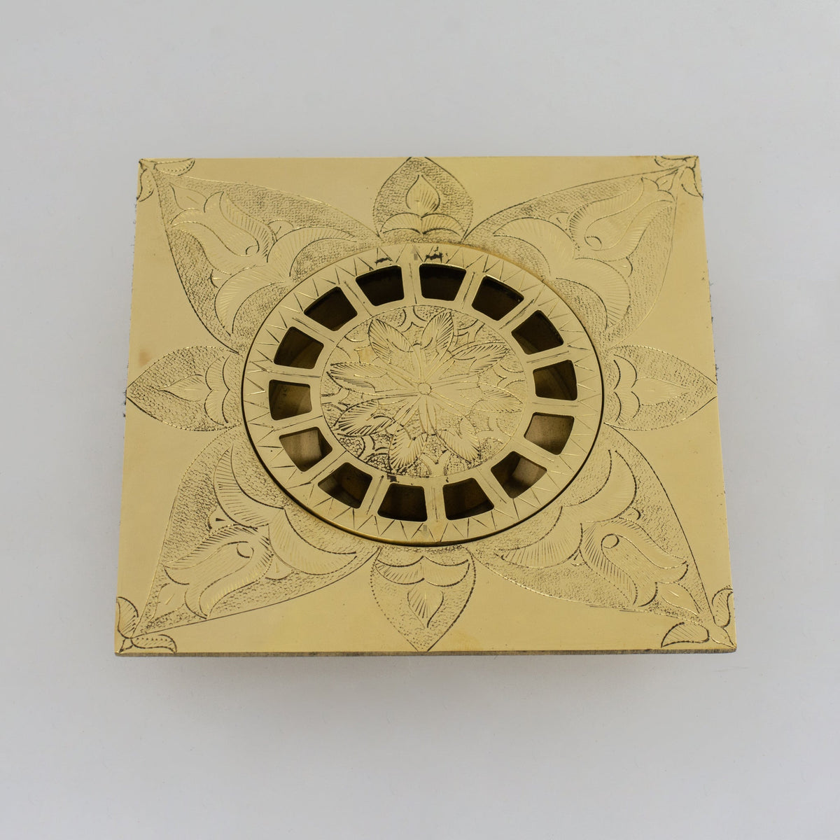 Engraved Traditional Style Brass Floor Drain | Shower floor