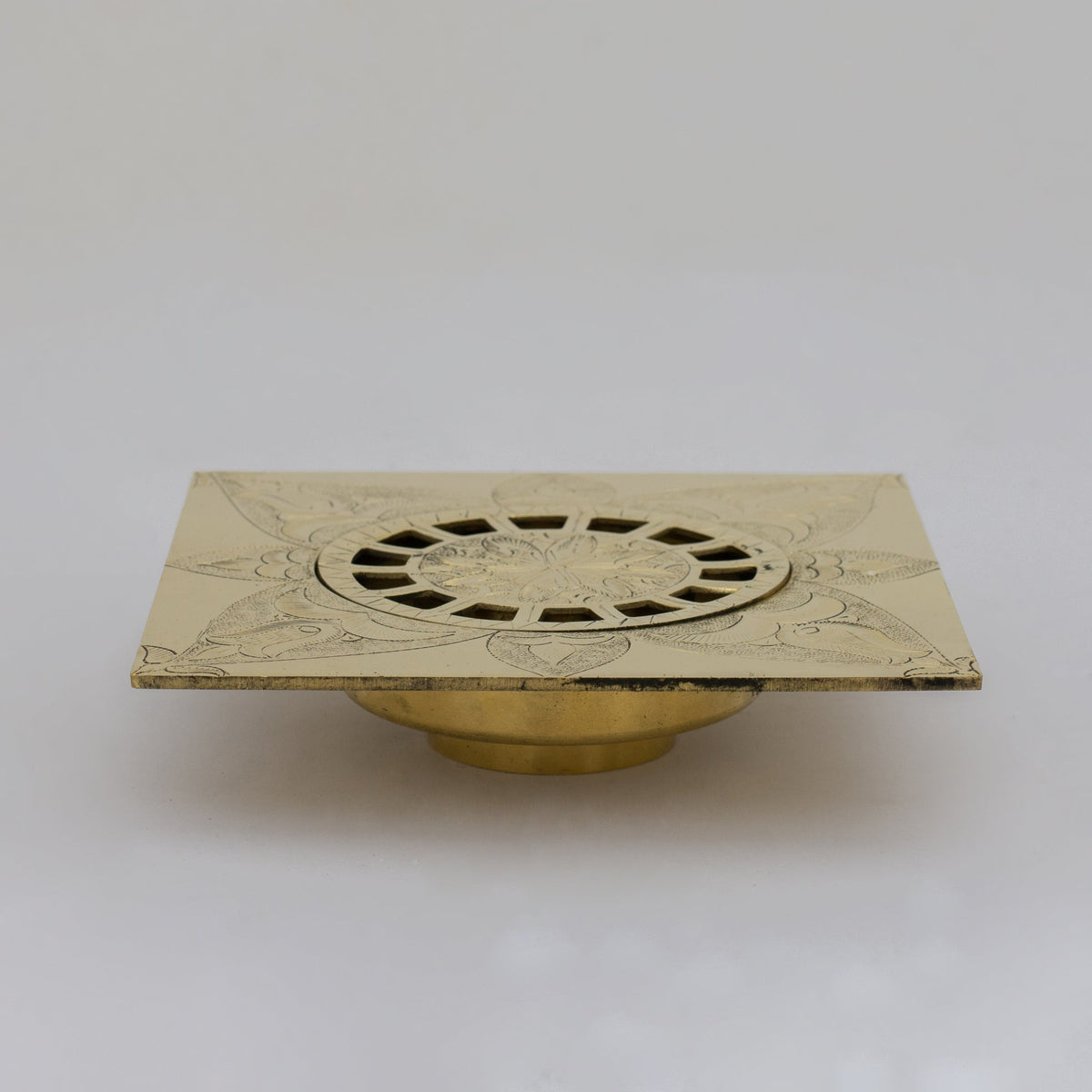 Engraved Traditional Style Brass Floor Drain | Shower floor